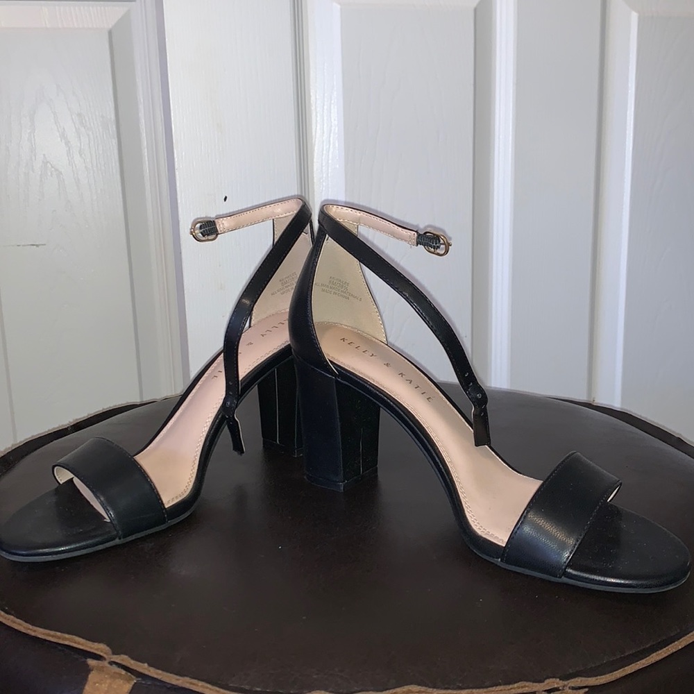 Black Leather Strap Heels
